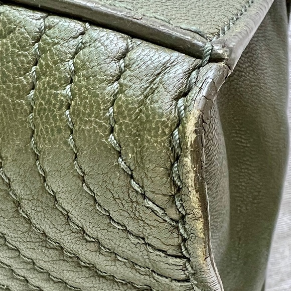SOLD! Alexander McQueen Large De Manta Tote Forest Green Leather Iconic Design - Picture 10 of 13